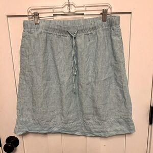 J. Jill Love Linen Blue and White Striped Linen Pull On Skirt, Medium Pockets